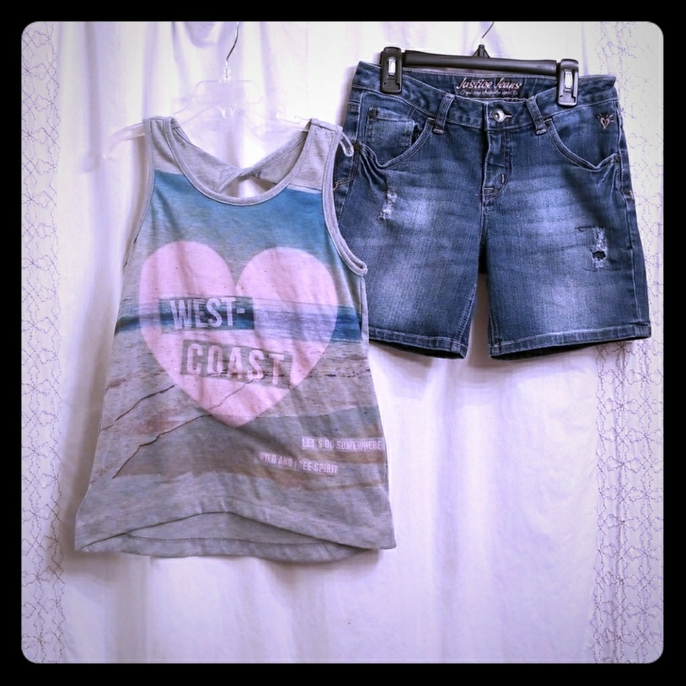 Summer Outfit Girls Size 10-12 Justice shorts